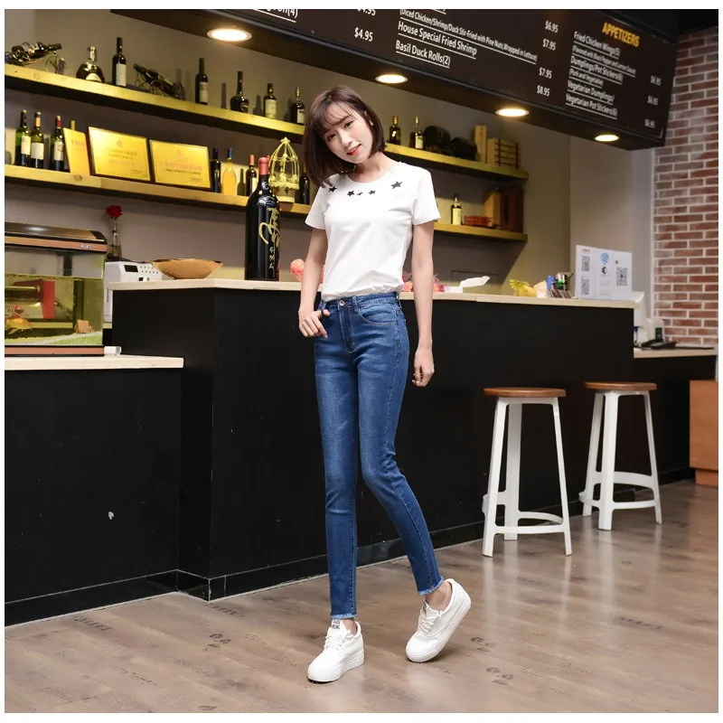 Женские обтягивающие джинсы с высокой талией повседневные облегающие