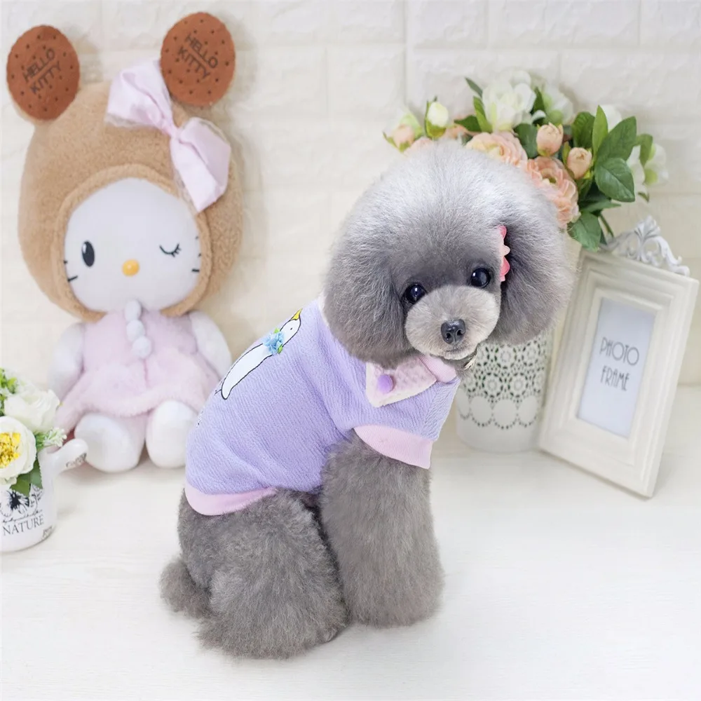 A90 недавно Толщина собака одежда из хлопка Симпатичные Гусь узор щенок кошка