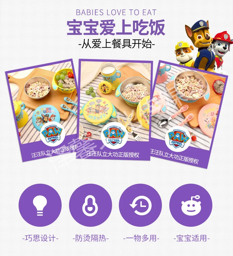 1 комплект подлинный Paw Patrol 304 вилка из нержавеющей стали ложка Ec0-Friendly изящная Вилка Набор детской посуды для кормления с оригинальной коробкой