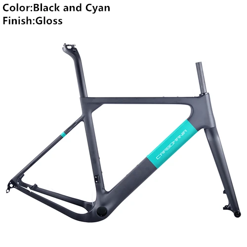 Black and Cyan Gloss Карбоновая дорожная рама 27,5 er/700c гравийная велосипедная рама mtb карбоновый дисковый тормоз Велокросс велосипедная Рама в комплекте 650b через ось 12*142 мм - Цвет: Black and Cyan Gloss