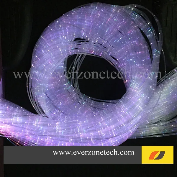 RGB Colorful LED Fiber Optic Bundle 60pcs 3*0.75mm 60pcs 0.75mm Fiber Optic Curtain Cable 2m with IR Remote Controller