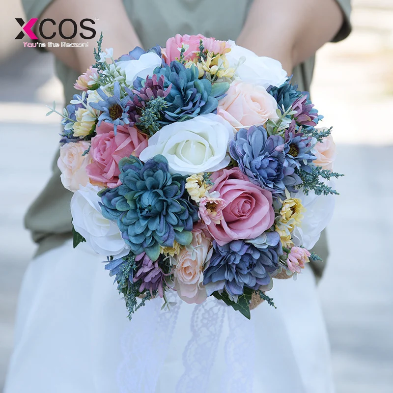 Roamtic 2019 Свадебные цветы букеты белый розовый фиолетовый голубой кантри сад