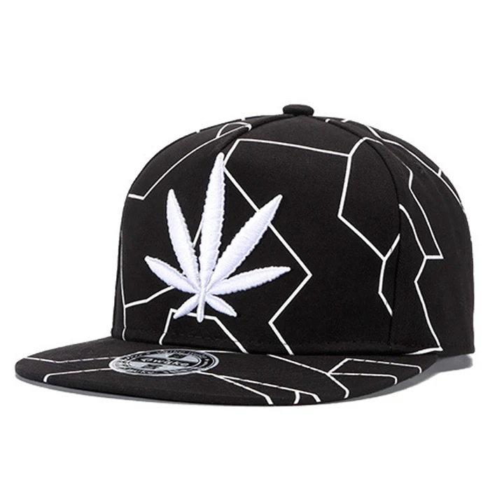 Вышивка кленовый лист модная унисекс плоская шляпа хип хоп Уличный танец Snapback