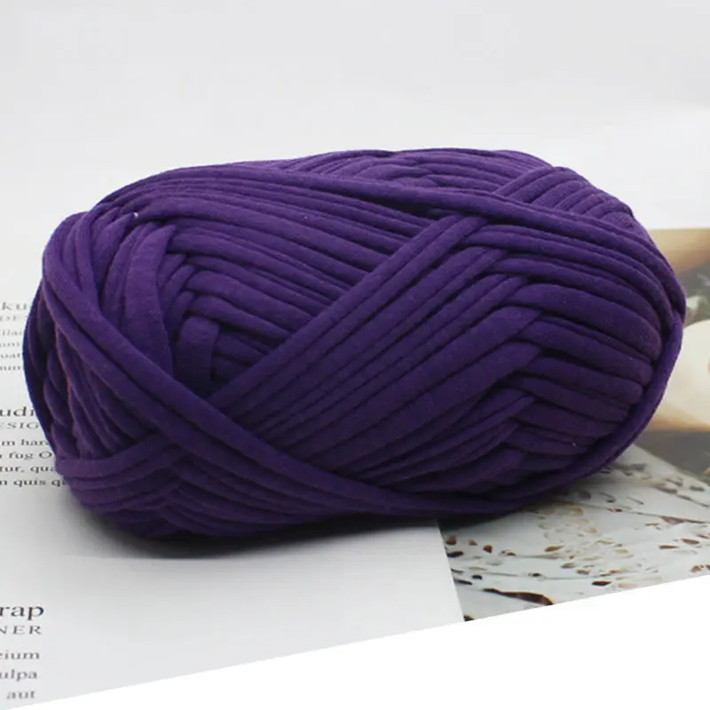 27 Cotton Cloth T-Shirt Yarns Polyester Handbag Yarn For Winter Bag Carpet Crocheting Grey Wine Approx 2Cmx100G - Цвет: 27