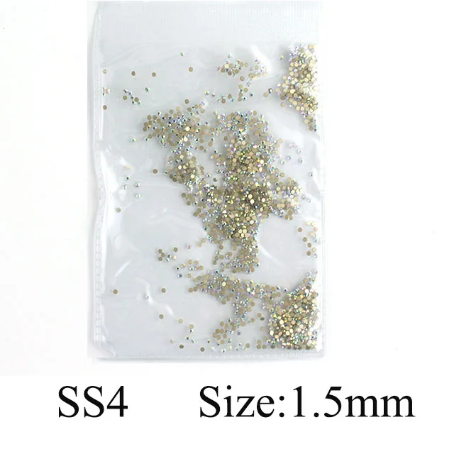 AB SS4 1440pcs 1440 шт Разноцветные стеклянные стразы для ногтей AB радужные цвета с плоской задней поверхностью Кристальные 3D блестящие амулеты для маникюра украшения для ногтей - Цвет: AB SS4 1440pcs