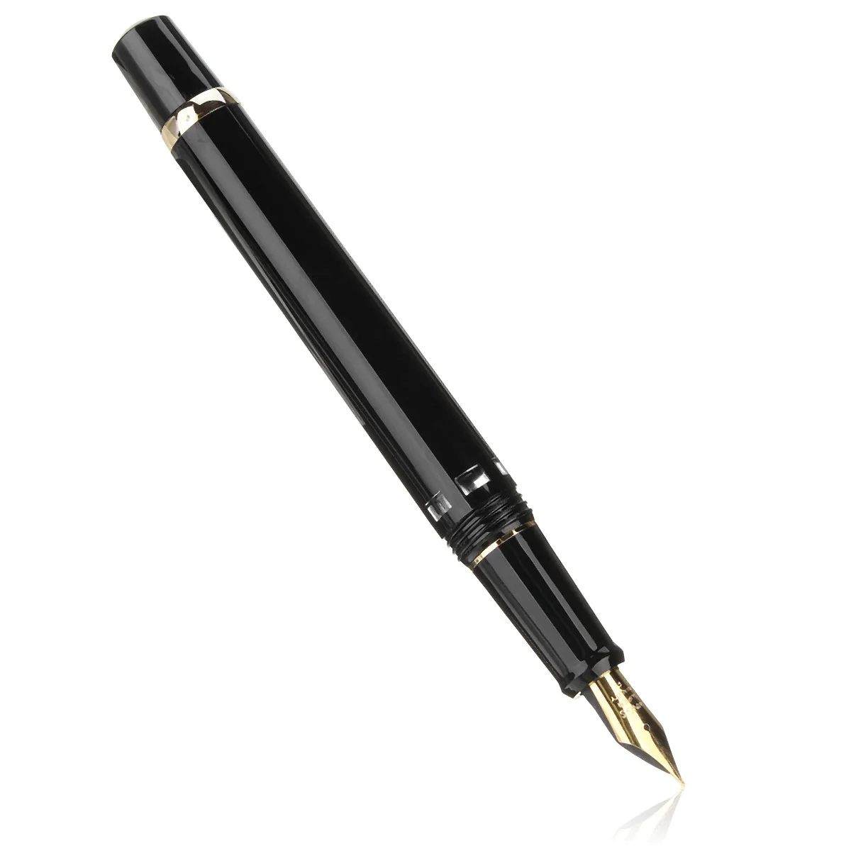 

Kicute 1pc Excellent Piston Type Black Golden Clip Fountain Pen 0.5mm Fine Softer Nib And Storage Bag School Office Stationery
