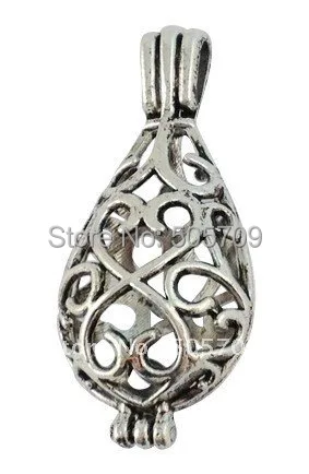 

20Pcs Tibetan Silver Color Filigree Oval Locket Pendants A16559