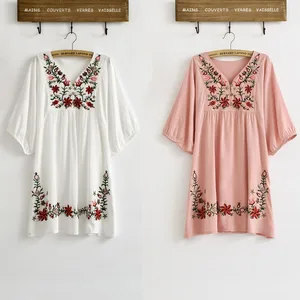 Женская винтажная блузка с цветочной вышивкой в этническом стиле, 70s, M, L, размера плюс