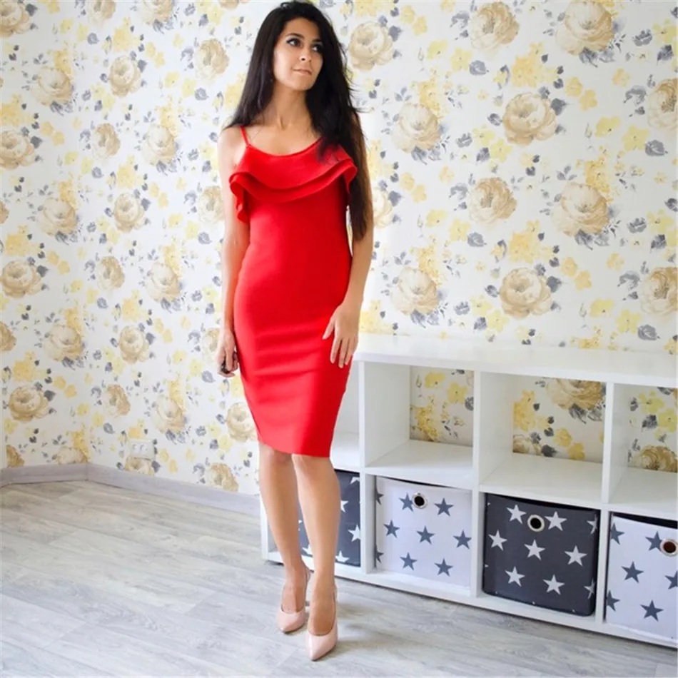 CIEMIILI летнее Новое Женское платье 2018 модное красное сексуальное до середины