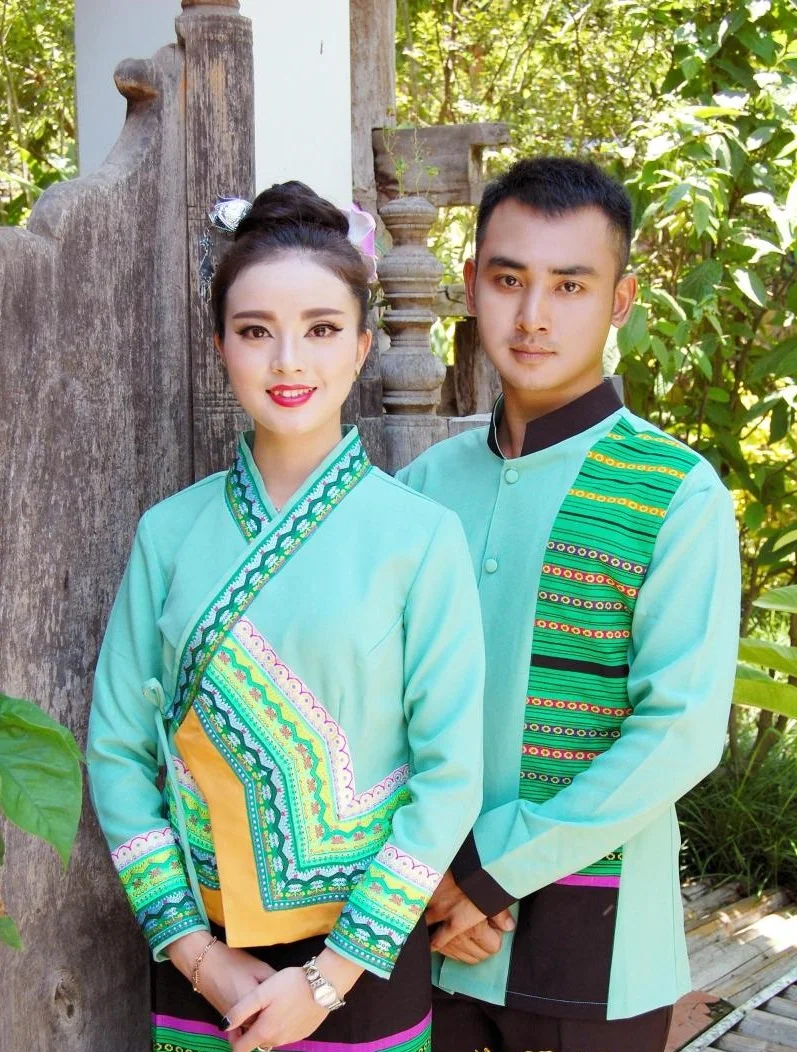 Таиланд Вьетнам Лаоса Burma Вьетнам традиционных Стиль Ресторан отеля официант рабочая одежда комплект Юго-Восточной Азии платье костюмы