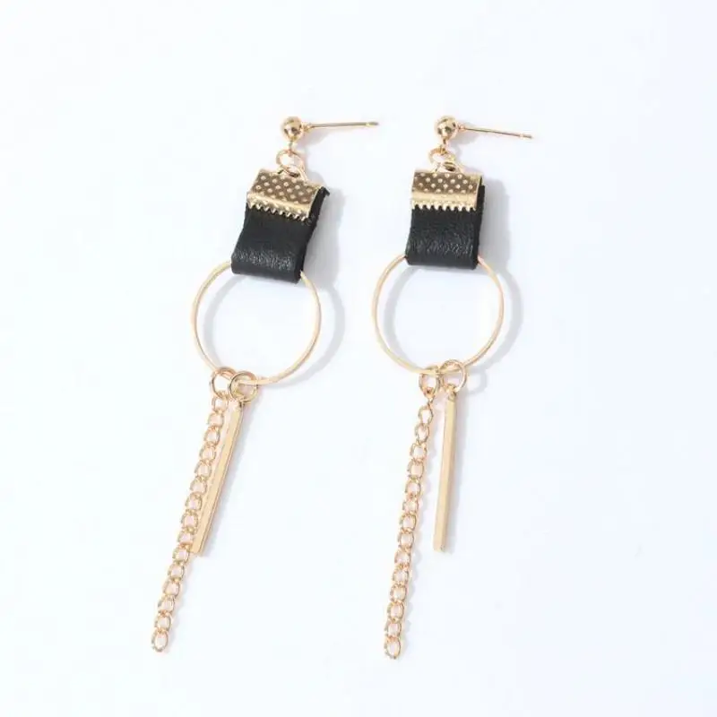 Серьги женские из кожи с круглыми кисточками геометрические серьги сережки|colorful