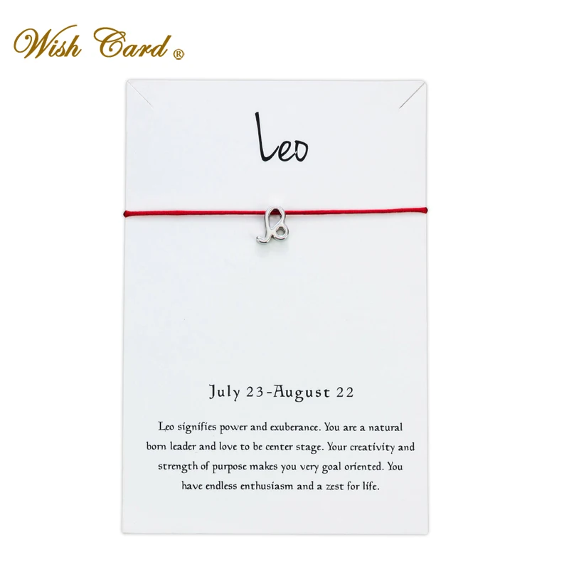 Браслет Wish Card Leo Guard Женский Регулируемый браслет с Красной веревкой подарок для