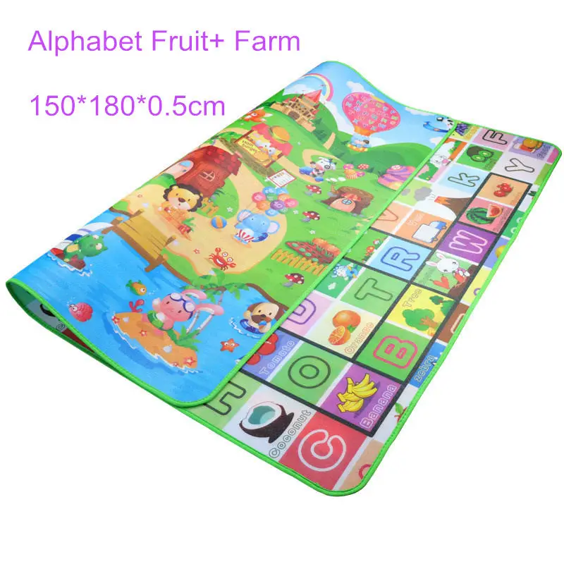 Farm 150-180 Детский игровой коврик для ползания, 200*180*0,5 см, двойная поверхность, образовательный алфавит, коврик в форме животного, Детский водонепроницаемый коврик, развивающий коврик - Цвет: Farm 150-180