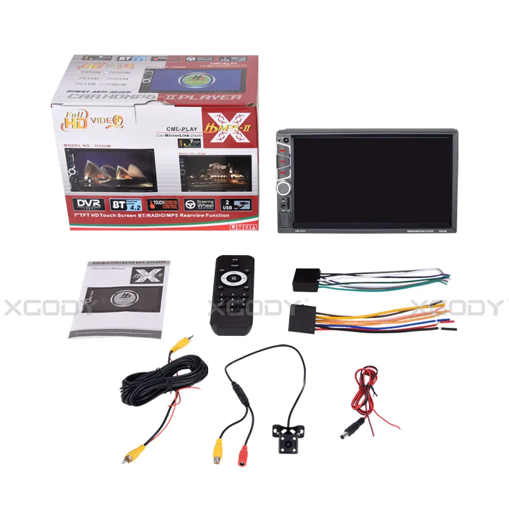 With 4LED Camera ESSGOO " 2 Din автомобильный стерео радио MP5 плеер сенсорный экран Bluetooth двойной USB AUX FM камера заднего вида DVR Аудио Авторадио Зеркало Ссылка - Цвет: With 4LED Camera