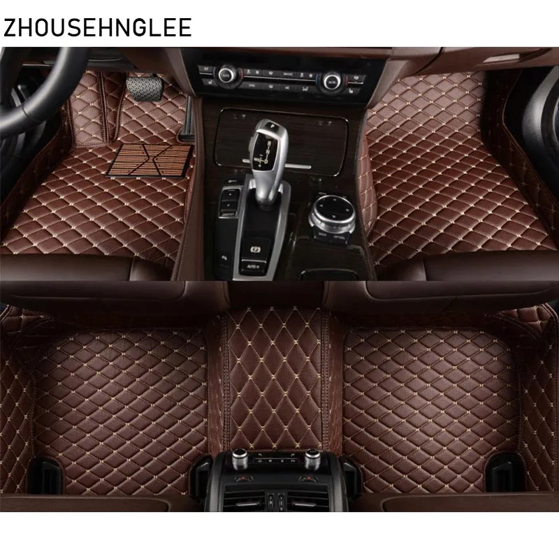 Single layer Zhoushenglee кожаные автомобильные коврики для Audi Q7 2006 2007- Пользовательские Авто подушечки автомобильной ковровое покрытие - Название цвета: Single layer