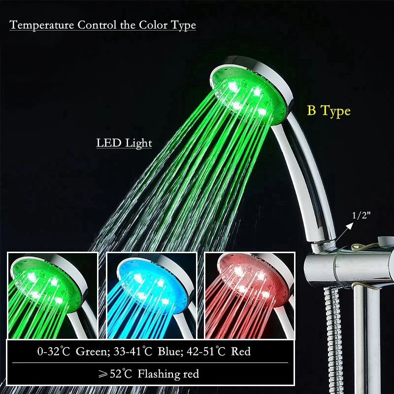 

Houmaid Bathroom Fixture LED Shower Heads Hand Holder Round Shower Heads Bathroom Faucet Replacement Parts