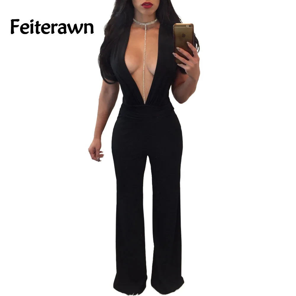 Feiterawn 2018 Лето Для женщин пикантные модные синие черный рукавов Глубокий V