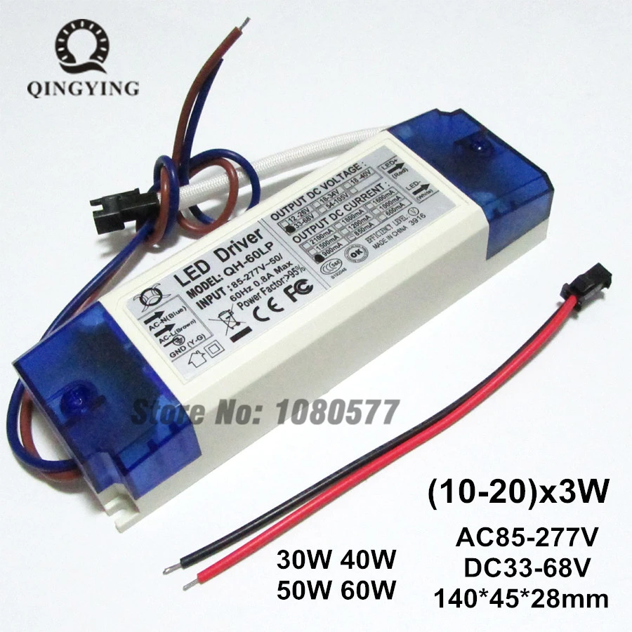 

2/ 5/ 10 Pieces 900mA High Power LED Driver 10W 20W 30W 40W 50W 60W Constant Current External Power Supply Lighting Transformers