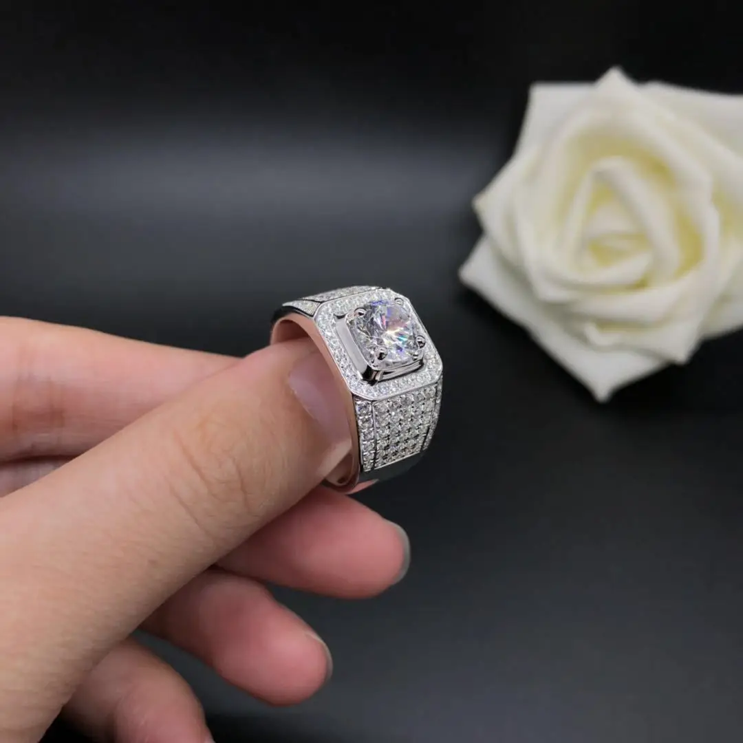 1.5ct карат AAAAA высокое качество NSCD мужское кольцо S925 серебро белые золотые обручальные кольца Роскошные ювелирные изделия