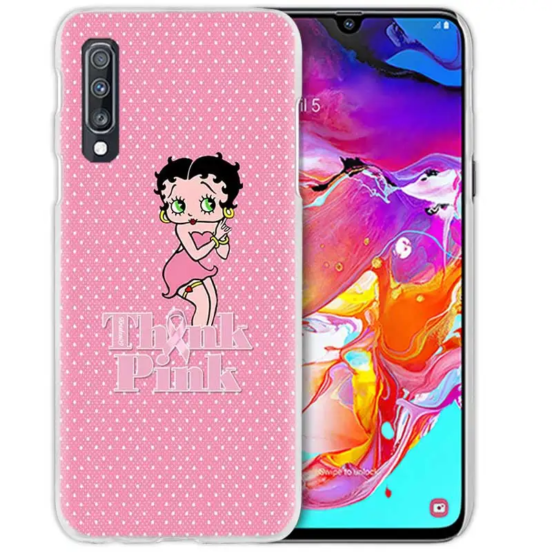 Розовый сексуальный чехол Betty Boop для samsung Galaxy A50 A70 A20e A40 A30 A20 A10 A8 A6 Plus A9 A7 жесткий прозрачный чехол для телефона из поликарбоната