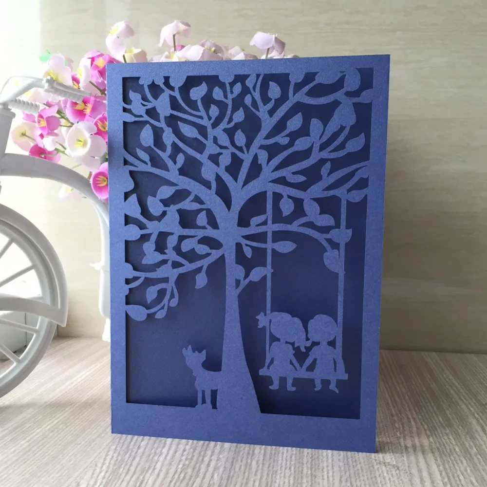 

50 pcs/lot Children Festival Birthday Party Invitation Card Latest Wedding Invitation Greeting Blessing Card Hot Sale QJ-246