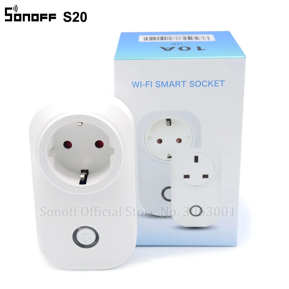 Интеллектуальный выключатель света Sonoff S20 EU UK US штекер Wi Fi Мощность розетка