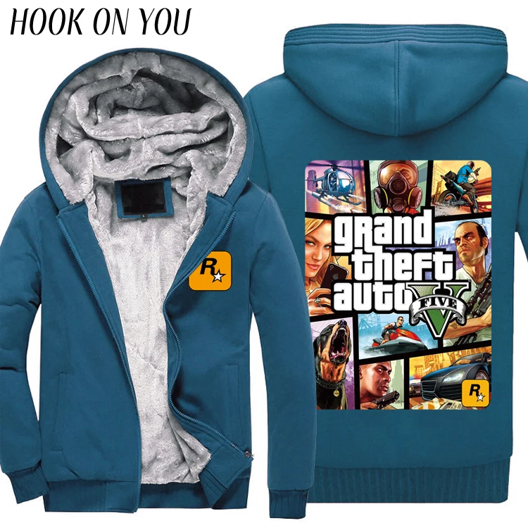Grand Theft Auto GTA GTA5 толстовки кофты осень зима флисовая куртка ТВ игры на молнии Одежда - Цвет: A1085-L22-7