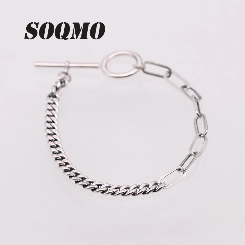 SOQMO плетеные браслеты браслет для пары 100% Стерлинговое Серебро 925 пробы ювелирные