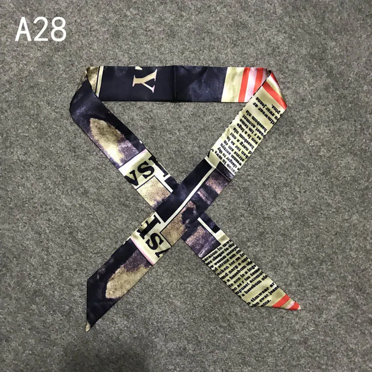 A28 40 цветов, женская модная сумка, шарф, узкая маленькая лента, на голову, с ручкой, шарф, роскошное украшение, галстук, многофункциональный, 4*100 см - Цвет: A28