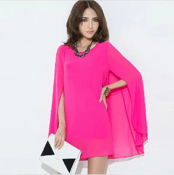 

2022 Summer Women fashion Batwing sleeve chiffon dresses,Ladies Elegant sexy dress, girl dresses vestidos