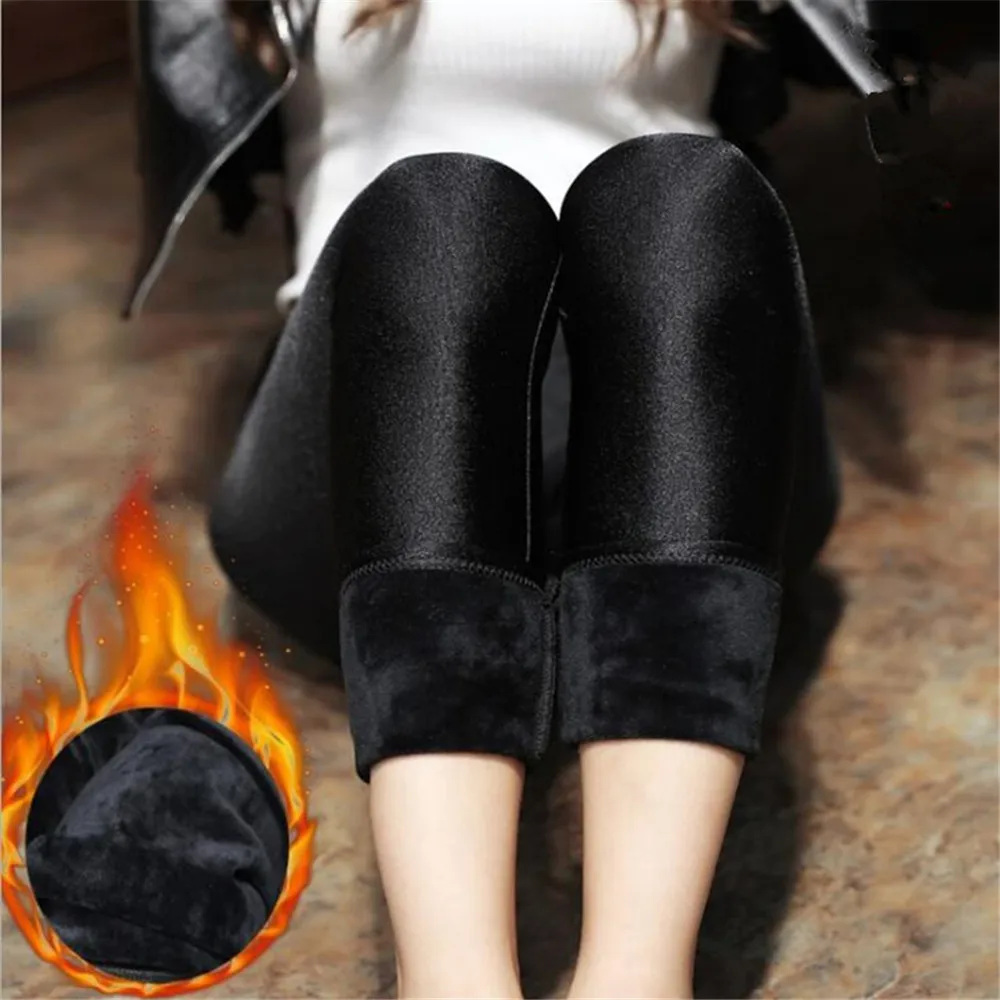 Зимние женские леггинсы плотные зимние теплые штаны эластичные бархатные для