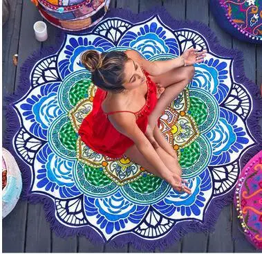 2018 Новое пляжное хлопковое парео с круглым кисточками полотенце-мат для пляжа