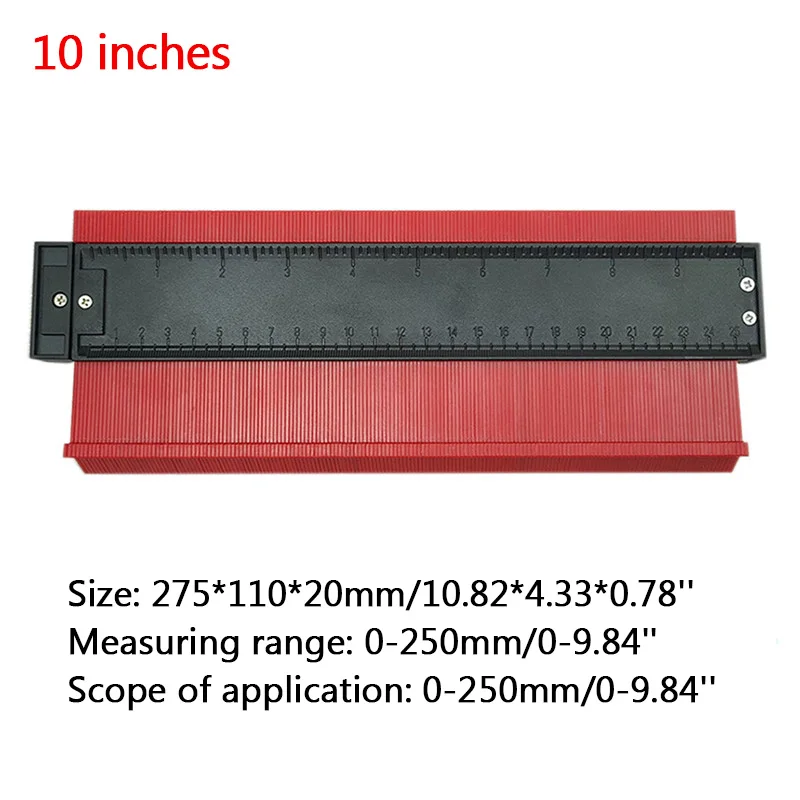 10 inch red 5/6/10 дюймов Пластик профиль копия датчик контур датчик дубликатор duplo и Стандартный Дерево Лазерная маркировочная инструмент обмотка труб в клеточку измерены в ненатянутом ламинат инструменты - Цвет: 10 inch red