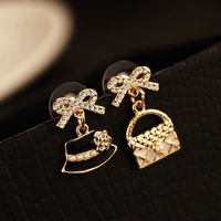 luxury brand design women double wear pearl anti allergy earring female party earring fine hat earrings jewelry