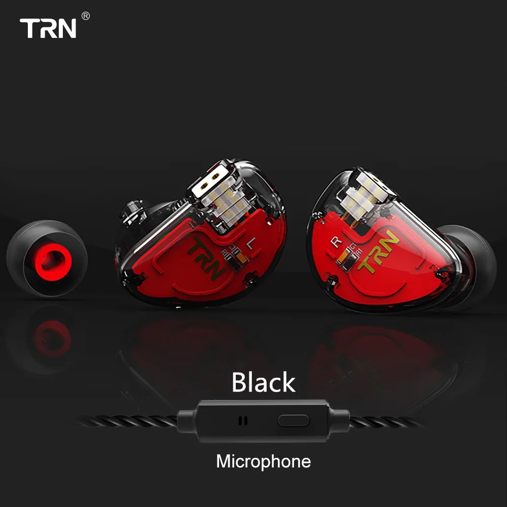 TRN V30 2BA+ 1DD тройной Гибридный Драйвер бас в ухо наушники HIFI Monito спортивные наушники 2Pin съемный кабель AS10 \ T2 \ V80 \ V10 \ IE80 - Цвет: black with mic