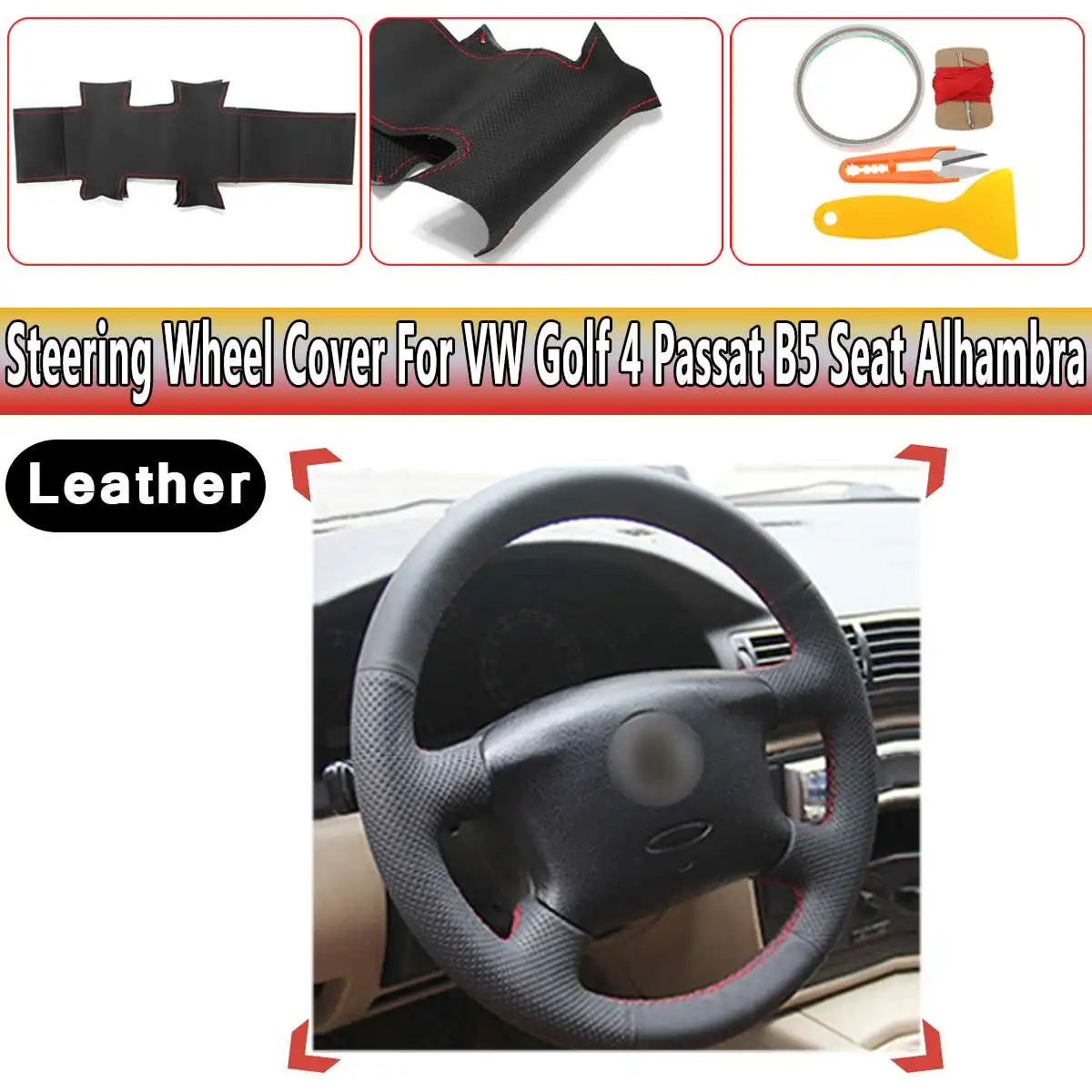 for Passat B5 Для VW Golf R GTI MK7 гольф 4/5/6 MK5/6 для поло Passat B5/6 Альгамбра замша/кожа рулевое колесо ручной стежок на Обёрточная бумага крышка - Название цвета: for Passat B5