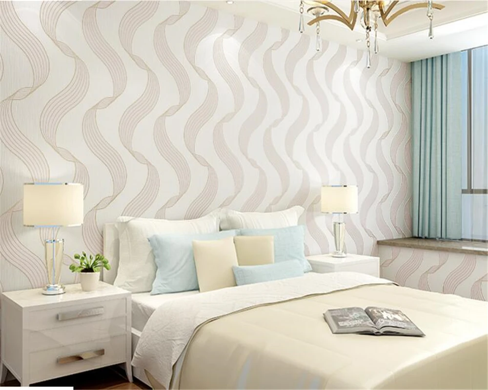 

beibehang Modern minimalist bedroom wallpaper nonwoven papel de parede wall paper curve stripe 3D wall living room TV background
