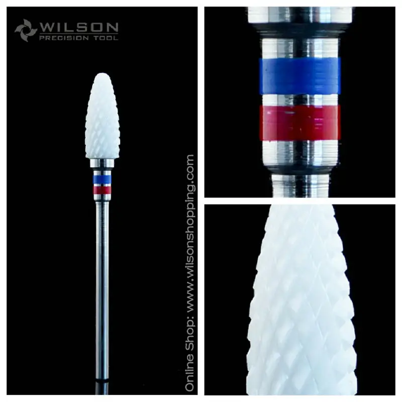 Форма пули тонкая белая керамика (6400601) керамическое сверло для ногтей WILSON и