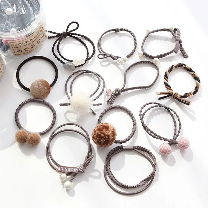 12 шт. много резинки для волос браслеты Для женщин жемчугом резиновая комплект