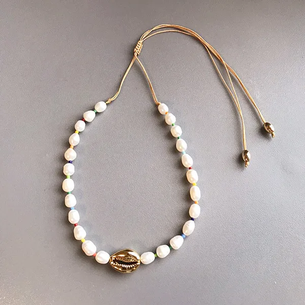 Boho Puka, натуральный Каури, ожерелье в виде ракушки, для женщин, массивные жемчужные барочные ювелирные изделия, колье-чокер, ювелирные изделия