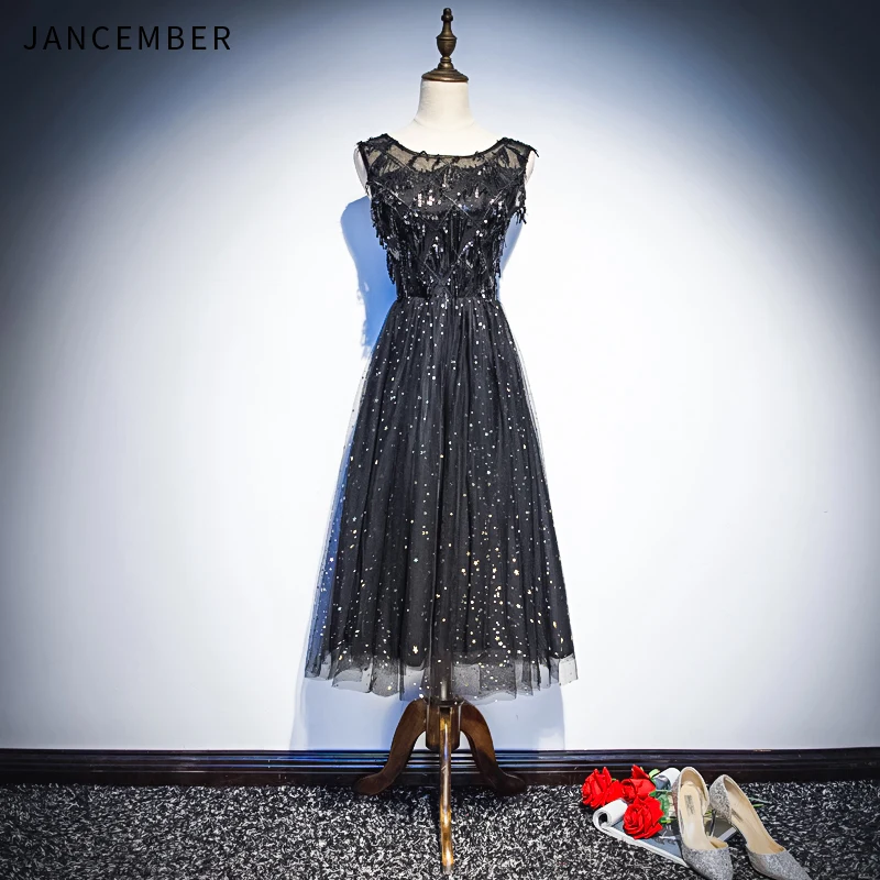 JANCEMBER 2019 последние легкие Роскошные вечерние платья Иллюзия О-образным вырезом