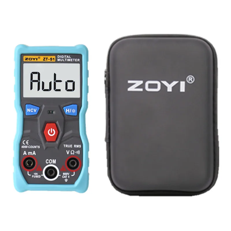ZT-S1Blue and Bag Производитель ZOYI ZT-S1 4000 отсчетов True-RMS Кнопка Автоматический цифровой мультиметр AC DC напряжение тока ом метр - Цвет: ZT-S1Blue and Bag