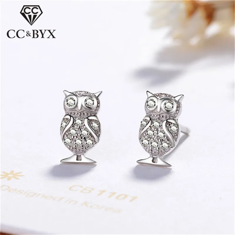 Женские серьги гвоздики в виде совы из стерлингового серебра 925 пробы с