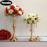 peandim romantic flower holder with crystal beads gold flower rack centerpieces wedding decor tabletop vase for home party decor