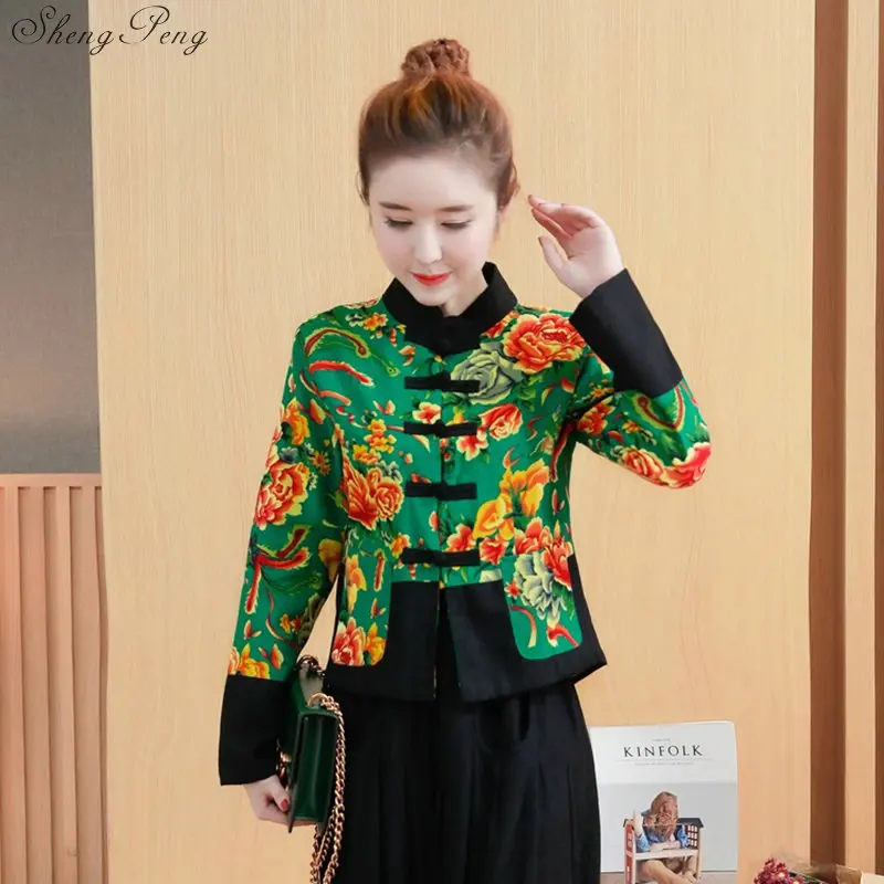 Традиционная китайская одежда для женщин cheongsam Топ Мандарин воротник женские топы и блузки Восточная китайская одежда Q665