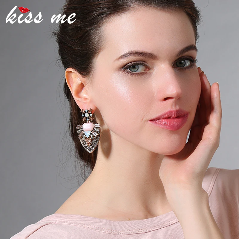 Женские Геометрические серьги KISS ME Винтажные из сплава розового цвета с