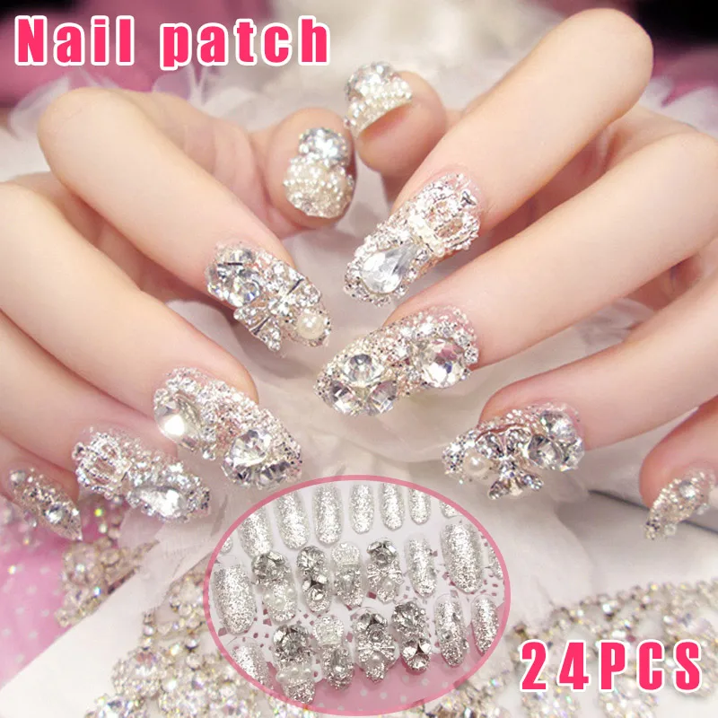 Высокое качество 24 шт 3D Bling Nail Patch Art блестящие украшения Жемчужный декор для