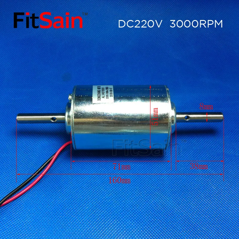 FitSain-DC220V 3000 об/мин Высокое напряжение DC Двигатель Генератор шариковый подшипник высокой мощности двойной выходной вал