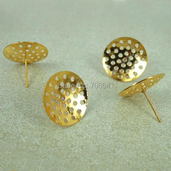 Пустая круглая филигрань шапки шпильки серьги Настройки ювелирных изделий оптом