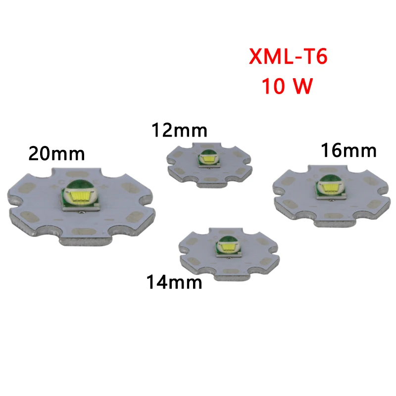 1 шт. XML XM-L1 T6 светодиодный U2 10 Вт белый высокой мощности Светодиодный излучатель с 12 мм 14 мм 16 мм 20 мм PCB для DIY вспышка светильник светодиодный налобный фонарь